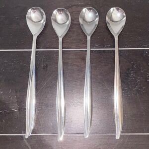 Sculptured Leaf Japan | Stainless Iced Tea Spoons | Set of 4 Vintage | MCM